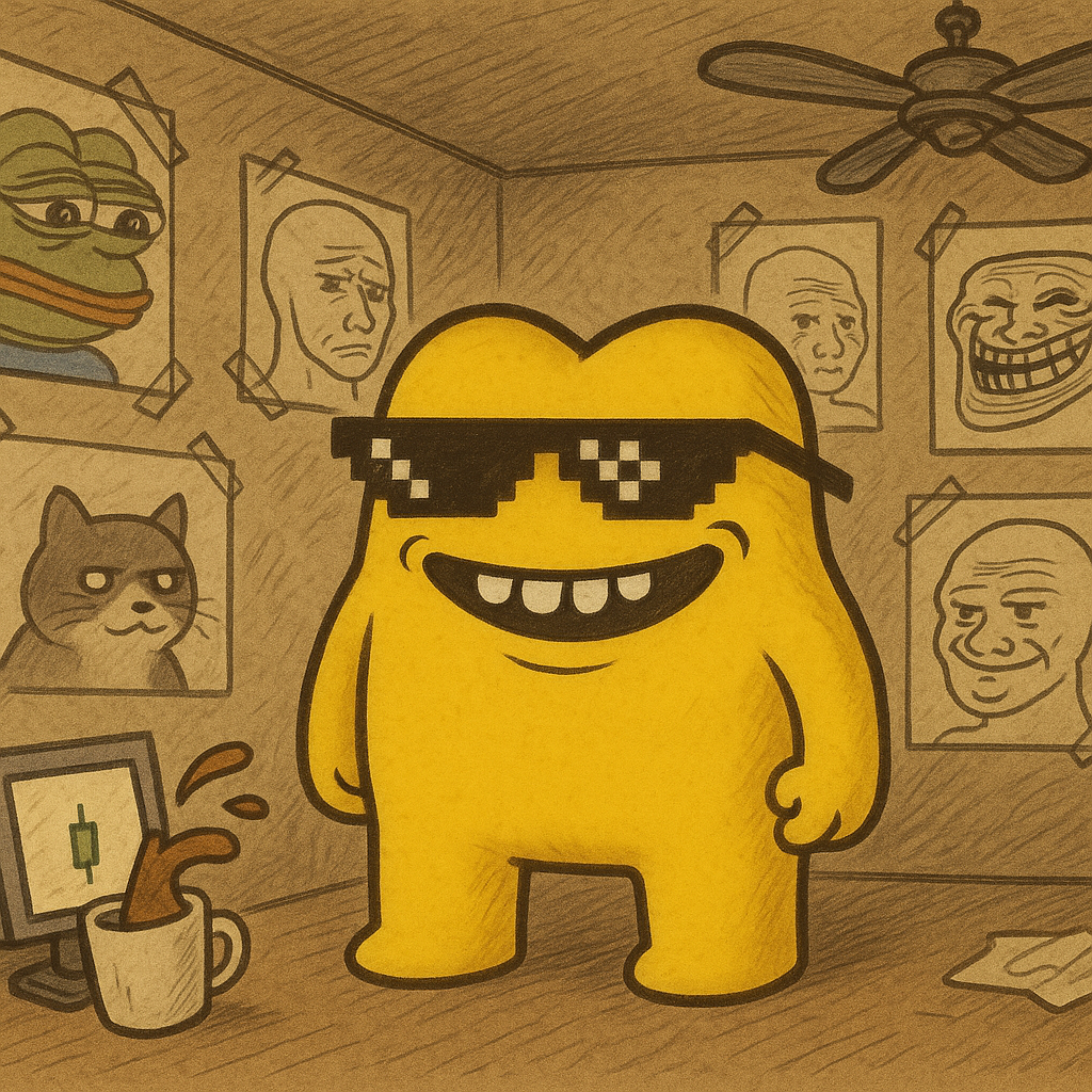 Meme grid floating like stickers